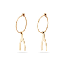 Load image into Gallery viewer, Everyday Wishbone Sway Hoop - 14k Rose Gold
