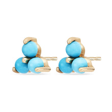 Load image into Gallery viewer, Turquoise Tripod Earring - 14k Yellow Gold, Turquoise
