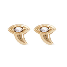 Load image into Gallery viewer, Curl Shark Tooth Diamond Earring - 14k Yellow Gold, Grey Diamond
