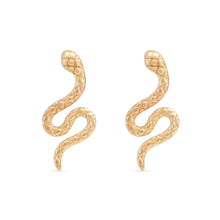 Load image into Gallery viewer, Revival Dainty Snake Earrings - 14k Yellow Gold
