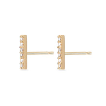 Load image into Gallery viewer, Tiny Align Diamond Bar Earring - 14k Rose Gold, White Diamond
