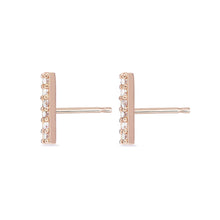 Load image into Gallery viewer, Tiny Align Diamond Bar Earring - 14k Rose Gold, White Diamond
