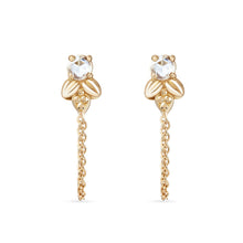 Load image into Gallery viewer, Honey Bee Chain Earring - 14k Yellow Gold, White Diamond
