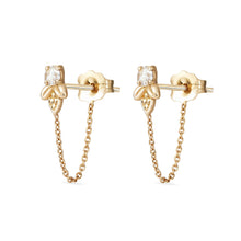 Load image into Gallery viewer, Honey Bee Chain Earring - 14k Yellow Gold, White Diamond
