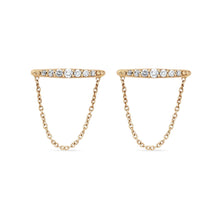 Load image into Gallery viewer, Horizon Chain Earring - 14k Yellow Gold, White Diamond
