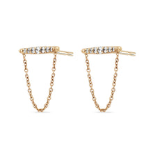 Load image into Gallery viewer, Horizon Chain Earring - 14k Yellow Gold, White Diamond
