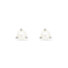 Load image into Gallery viewer, Three-prong Freshwater Pearl Earrings - Sterling Silver
