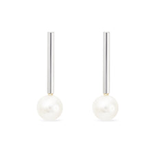 Load image into Gallery viewer, Bar with Pearl Earrings - Sterling Silver, Pearl
