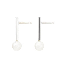 Load image into Gallery viewer, Bar with Pearl Earrings - Sterling Silver, Pearl
