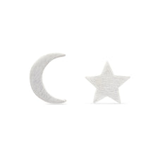 Load image into Gallery viewer, Moon and Star Earrings - Sterling Silver
