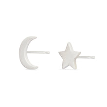 Load image into Gallery viewer, Moon and Star Earrings - Sterling Silver
