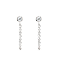 Load image into Gallery viewer, white topaz studs with chain - Sterling Silver
