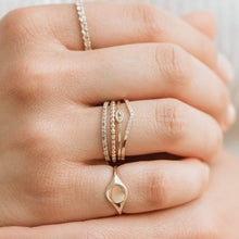 Load image into Gallery viewer, Ayla Evil Eye Ring - 14k Yellow Gold, Grey Diamond
