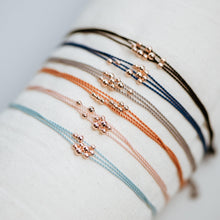 Load image into Gallery viewer, 9 Wishes Bracelet Navy - 14k Rose Gold, Nylon
