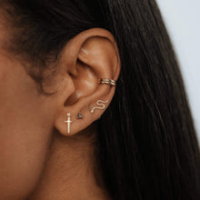 Load image into Gallery viewer, Dagger Earring - 14k Yellow Gold, Black Diamond
