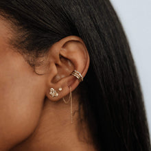 Load image into Gallery viewer, Dahlia Flower Bloom Earring - 14k Yellow Gold, White Diamond

