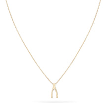 Load image into Gallery viewer, Everyday Little Wishbone Necklace - 14k Yellow Gold
