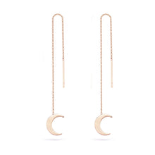Load image into Gallery viewer, Everyday Little Crescent Moon Threader Earring - 14k Rose Gold
