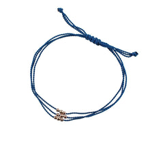 Load image into Gallery viewer, 9 Wishes Bracelet Navy - 14k Rose Gold, Nylon
