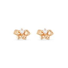Load image into Gallery viewer, Dahlia Flower Bloom Earring - 14k Yellow Gold, White Diamond
