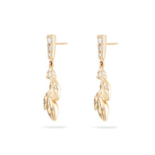 Load image into Gallery viewer, Resilience Diamond Drop Leaf Earring, 14k Yellow Gold, White Diamond
