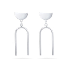 Load image into Gallery viewer, Half Circle with Arc Earrings - Sterling Silver
