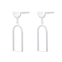 Load image into Gallery viewer, Half Circle with Arc Earrings - Sterling Silver
