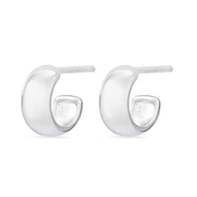 Load image into Gallery viewer, Small Wide Hoop on Post Earrings - Sterling Silver
