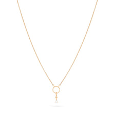 Load image into Gallery viewer, April Birthstone Charm, 14k Yellow Gold and Diamond on necklace
