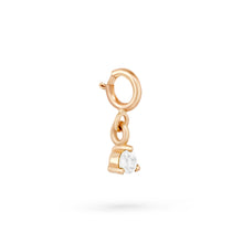 Load image into Gallery viewer, side veiw April Birthstone Charm 14k Yellow Gold Diamond
