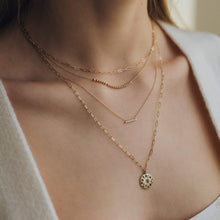 Load image into Gallery viewer, Tie Dye Moon Child Medallion Necklace - 14k Yellow Gold, Blue Sapphire, 20"
