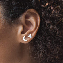 Load image into Gallery viewer, Moon and Star Earrings - Sterling Silver
