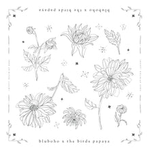 Load image into Gallery viewer, hand drawn dahlia flower bandana
