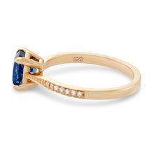 Load image into Gallery viewer, Days of Affection One of a Kind - 14k Yellow Gold, Cerulean Blue Artist Cut Sapphire Ring
