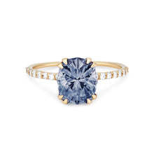 Load image into Gallery viewer, Dream of you one of a kind - 14k yellow gold, cornflower blue artist cut oval montana sapphire ring
