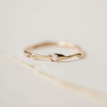 Load image into Gallery viewer, Embrace Branch Stacking Ring - 14k Yellow Gold, White Diamond
