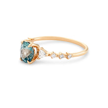 Load image into Gallery viewer, Eternal Harmony One of a Kind - 14k Yellow Gold, Seafoam Green Artist Cut Sapphire Ring
