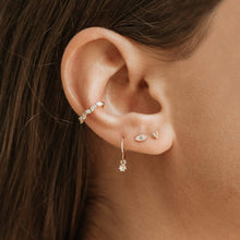 Load image into Gallery viewer, Ayla Evil Eye Earring - 14k Yellow Gold, Grey Diamond
