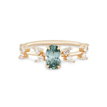 Load image into Gallery viewer, Flourishing Love One Of A Kind - 14K Yellow Gold, Bi-Colour Mint and Amber Sapphire Ring
