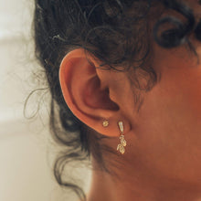 Load image into Gallery viewer, Resilience Diamond Drop Leaf Earring, 14k Yellow Gold, White Diamond
