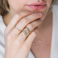 Load image into Gallery viewer, White Guardian Ring - 14k Yellow Gold, White Pearl, White Diamonds
