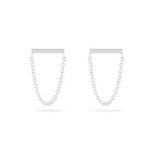 Load image into Gallery viewer, Bar Stud with Hanging Chain - Sterling Silver
