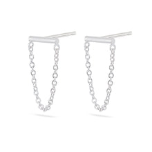 Load image into Gallery viewer, Bar Stud with Hanging Chain - Sterling Silver
