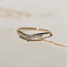 Load image into Gallery viewer, Sunbeam Ring - 14k Yellow Gold, White Diamond
