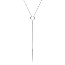 Load image into Gallery viewer, Sterling Silver Circle and Bar Lariat Necklace
