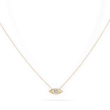 Load image into Gallery viewer, Theia Evil Eye Necklace - 14k Yellow Gold, Grey Diamond
